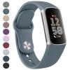 Meliya Band Compatible with Fitbit Charge 6 Bands / Fitbit Charge 5 Bands Women Men, Soft Silicone Adjustable Waterproof Sport Replacement Wristbands Strap for Fitbit Charge 6/Charge 5 Fitness Tracker (Blue Gray) view 1