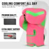 Exxact Sports Knockout Youth Boxing Gloves for Kids (3-15 Years) with Padded Protection and Wrist Support, Durable Engineered Leather Kids Boxing Gloves for Sparring (Pink/Green, 6 OZ) view 2