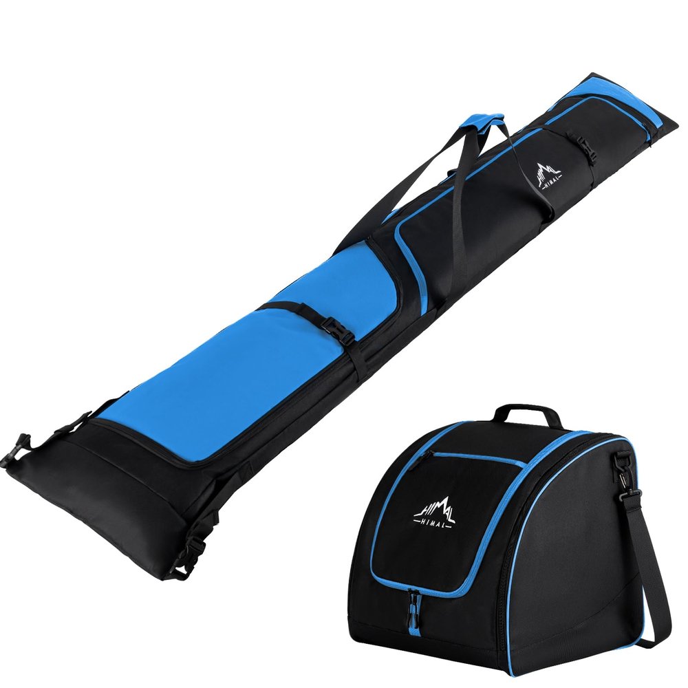 GoHimal Ski Bag and Boot Bag Combo, Padded Skis Bag for Air Travel, Safety Reinforce Ski Carrier Bag Fits for Skis Up to 200 CM and Boots Up To Size US13, Water- resistant Ski Travel Bag