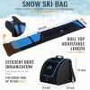 GoHimal Ski Bag and Boot Bag Combo, Padded Skis Bag for Air Travel, Safety Reinforce Ski Carrier Bag Fits for Skis Up to 200 CM and Boots Up To Size US13, Water- resistant Ski Travel Bag view 2