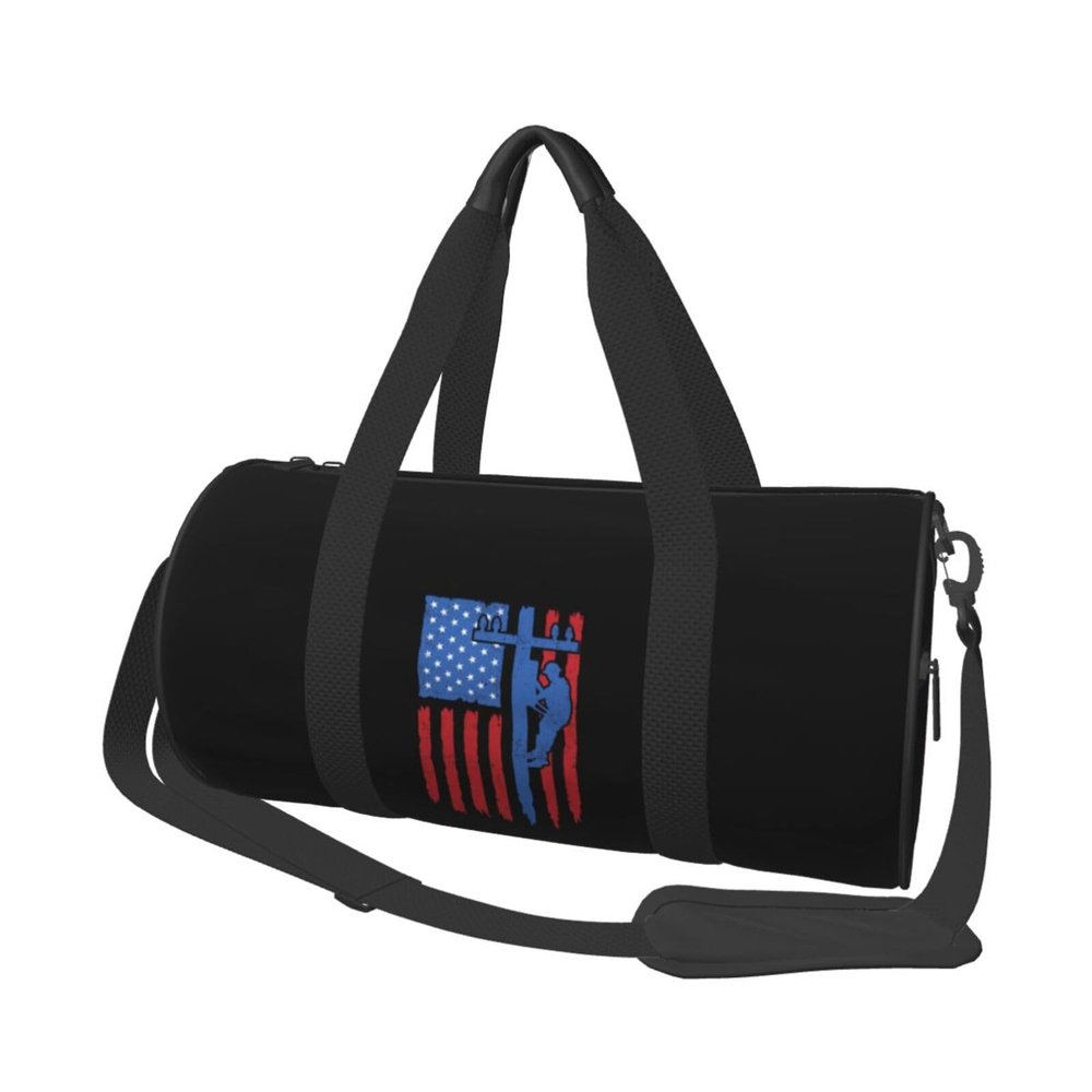 American Flag Lineman Duffel Bag Unisex-Adult Gym Duffel Bag Travel Bag Drawstring Backpack Lightweight Carryon Gymbag For Men/Women