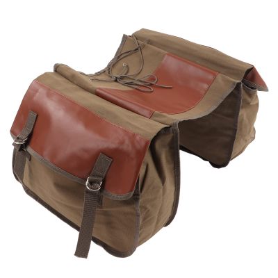 Bike Rack Bag, Premium Canvas and Leather Rear Seat Trunk Bag, Large Storage for Cycling Accessories, Stable Installation, Easy to Clean, for Bicycle Rear Rack