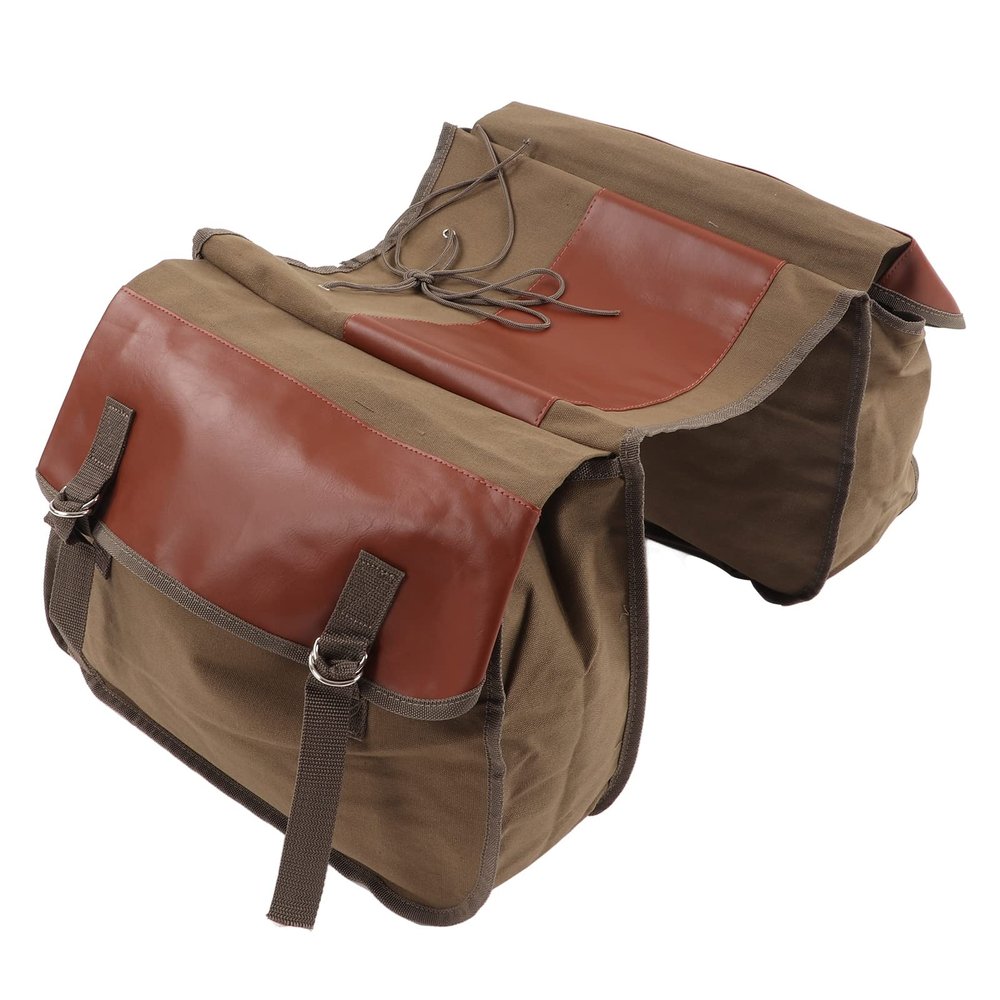 Bike Rack Bag, Premium Canvas and Leather Rear Seat Trunk Bag, Large Storage for Cycling Accessories, Stable Installation, Easy to Clean, for Bicycle Rear Rack