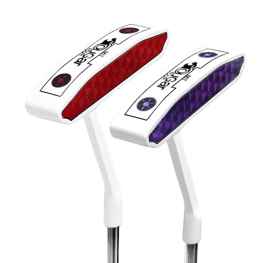 Professional Golf Putter for Men and Women - Alloy Steel Rod, 5 Inch Alloy Head and Silicone Grip Included (White Purple)