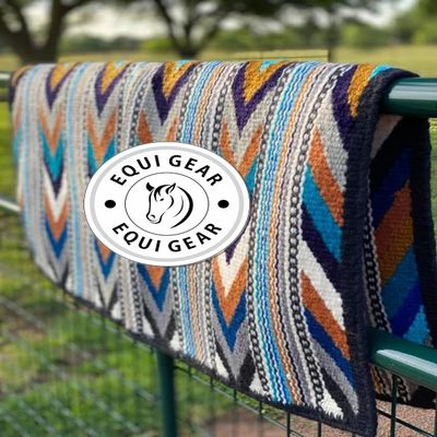 EQUIGEAR Western Show Horse Saddle Blanket New Zealand Wool Western Design Handmade Saddle Blanket Top Wool Pad Sensor Flex (Customization Available) IZ10 (32x32)