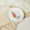 August Gladiolus Birth Flower Jewelry Tray Ring Dish with Name Personalized Ceramic Ring Holder Trinket Tray Custom Birthday Wedding Anniversary Bridal Engagement Xmas Gift for Women 4" view 2