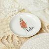 August Gladiolus Birth Flower Jewelry Tray Ring Dish with Name Personalized Ceramic Ring Holder Trinket Tray Custom Birthday Wedding Anniversary Bridal Engagement Xmas Gift for Women 4" view 4