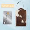 2 Pack Luggage Tag for Suitcases, Cow Hide Brown Leather Baggage Tags Privacy Cover ID Label for Women Men Travel view 2