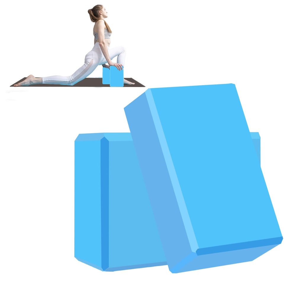 Kenhihi Yoga Block - Unsupported Latex Eva foam - Soft non slip surface with bevel for yoga, pilates, meditation - Yoga accessories for stability, balance and deep stretching (Light blue-2 Pack)