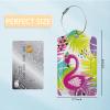 2 Pack Luggage Tag for Suitcases, Flamingo Tropical Plam Leather Baggage Tags Privacy Cover ID Label for Women Men Travel view 2