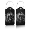 2 Pack Luggage Tag for Suitcases, Lion Leather Baggage Tags Privacy Cover ID Label for Women Men Travel view 1