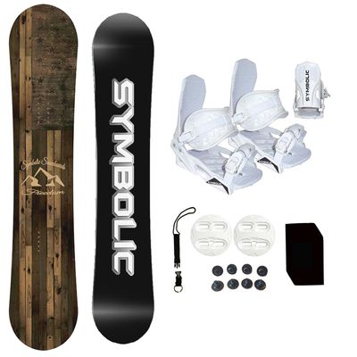 Symbolic Freedom USA Snowboard and Bindings Package with Leash & Stomp Men Women Kids Regular-Wide (120cm/XS WHT Binding(Kid 1-6))