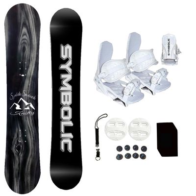 Symbolic Knotty Snowboard & Bindings with Leash & Stomp Pad Complete Package (155cm/LXL White Binding(Men9-15))