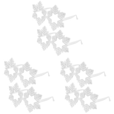 6 Pcs Christmas Snow Glasses Christmas Decorative Eyeglasses Xmas Selfie Props Eyeglass Props Party Decoration Kids Snowflakes Aldult Child White
