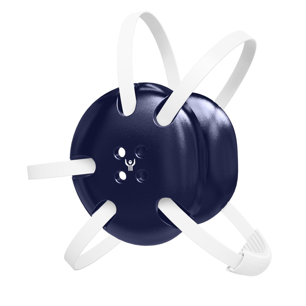 Great Call Athletics | Wrestling Classic Headgear Earguard | Adult Grappling Head Gear | Adjustable Ear Guards White Straps (Navy w/White Straps)