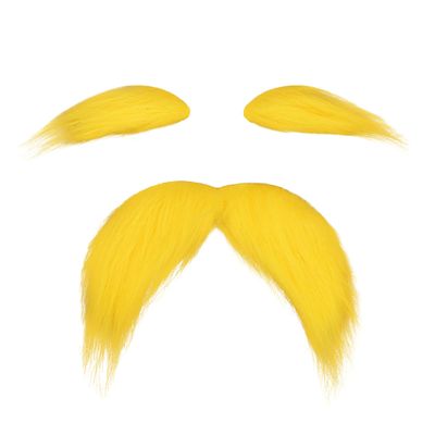 Babycop Yellow Mustache and Eyebrows Fake Beard for Kid & Adult, Cosplay Halloween Costume Accessories Funny Party Favor Men Women