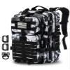 Hannibal Tactical MOLLE Assault Backpack, Tactical Backpack Military Army Camping Rucksack, 3-Day Pack Trip w/USA Flag Patch, D-Rings, Black White camo view 1
