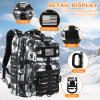 Hannibal Tactical MOLLE Assault Backpack, Tactical Backpack Military Army Camping Rucksack, 3-Day Pack Trip w/USA Flag Patch, D-Rings, Black White camo view 4