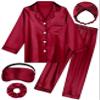 ALHAVONE Kids Girl Pajama Set with Headband Blindfold Hair Tie Toddler Boy Girl Satin Silky Button-up Pajama Sleepwear (Burgundy-long, 160) view 1