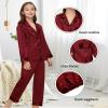 ALHAVONE Kids Girl Pajama Set with Headband Blindfold Hair Tie Toddler Boy Girl Satin Silky Button-up Pajama Sleepwear (Burgundy-long, 160) view 4