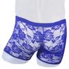 BreakEgg Men's Lace Boxers Underwear Seamless Lace Design with Low Waist Sexy and Comfortable Mens Under Panties (Dark Blue,One Size) view 3