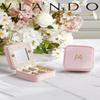Vlando Valentines Day Gifts for Her, Travel Jewelry Case for Women, A Initial Jewelry Case, Mini Jewelry Travel Organizer Travel Essentials for Travel Gift Teen Girls - Letter A, Pink view 2