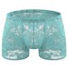 BreakEgg Men's Lace Boxers Underwear Seamless Lace Design with Low Waist Sexy and Comfortable Mens Under Panties (Sky Blue,One Size) view 1