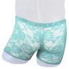 BreakEgg Men's Lace Boxers Underwear Seamless Lace Design with Low Waist Sexy and Comfortable Mens Under Panties (Sky Blue,One Size) view 3
