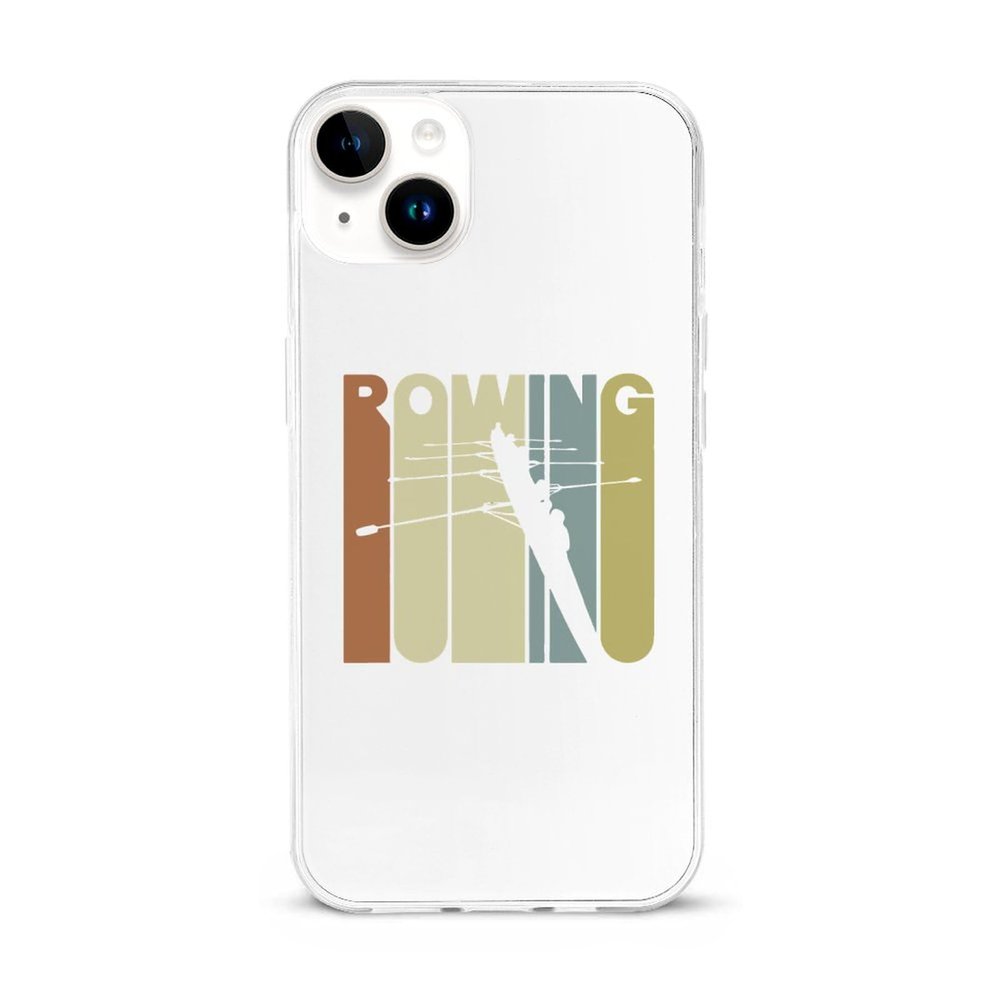 Vintage Style Rowing Silhouette Phone Case Compatible with iPhone 15 Plus Shockproof TPU Phone Shell Protective Slim Cover