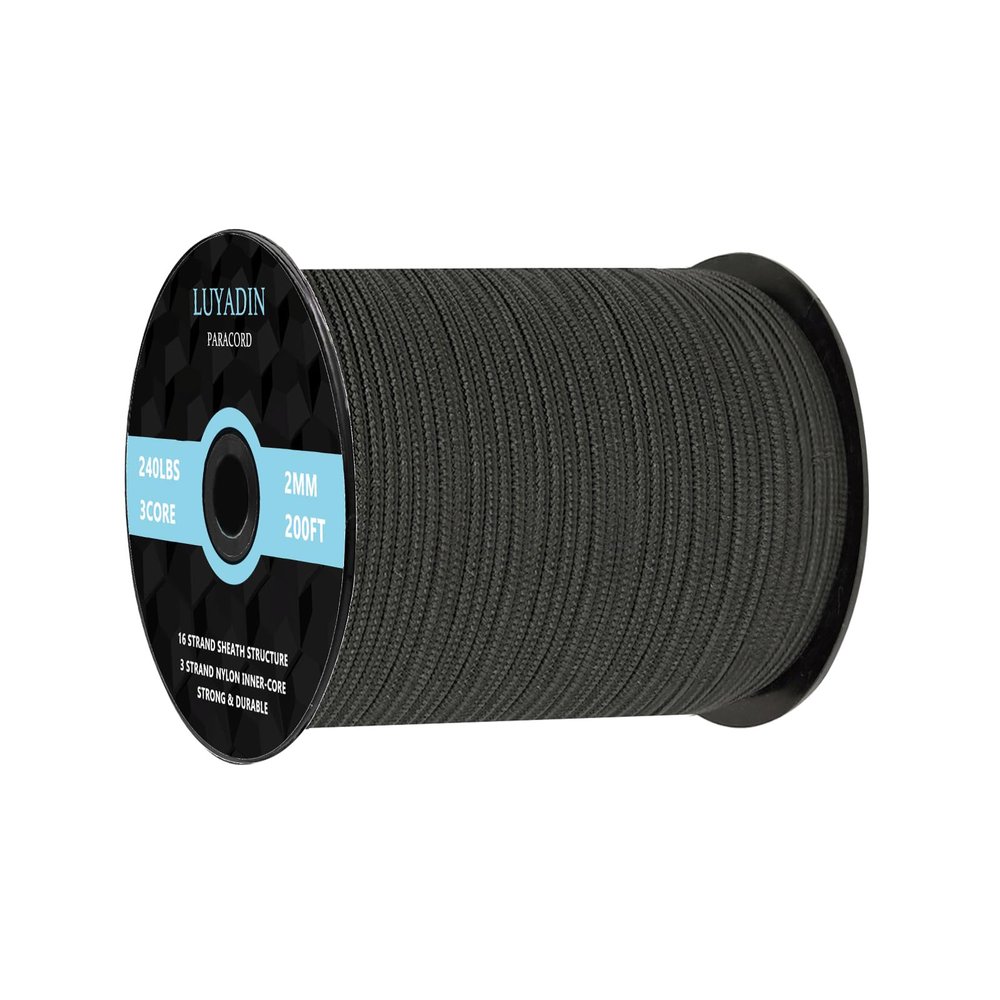 LUYADIN Paracord 240lb - Diameter 2mm Micro Utility Cord -3 Strand Parachute Spool Cord - 100ft 200ft,Paracord for Camping,Hiking,Fishing,Outdoor and DIY