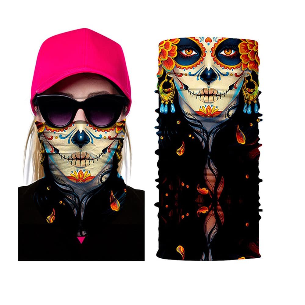 Magic Neck Gaiter Headwear Bandana Head Wrap Face Scarf Warmer Balaclava Headband for Women Men (Women-Black)