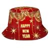 Happy New Year Bucket Hats Fashion Sun Cap Packable Outdoor New Year Xmas Fisherman Hat for Women and Men view 1