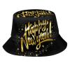Happy New Year Bucket Hat Fisherman Hat Beach Travel Sun Hat Outdoor New Year Cap for Adults Men Women view 1