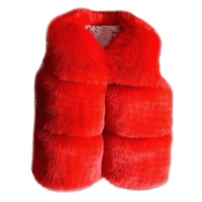 JEUROT Girls Sherpa Fleece Vests Sherpa Fleece Sleeveless Overcoat Fall Winter Spring Warm Waistcoat Outerwear Red