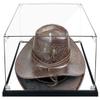 Clear Cowboy Hat Display Case Box Acrylic Panama & Tweed Hat Holder Stand with Mirror & Carbon Fiber Skin Base, Assemble Acrylic Box Shoes Sneakers UV Protection Memorabilia Collectibles Showcase view 1