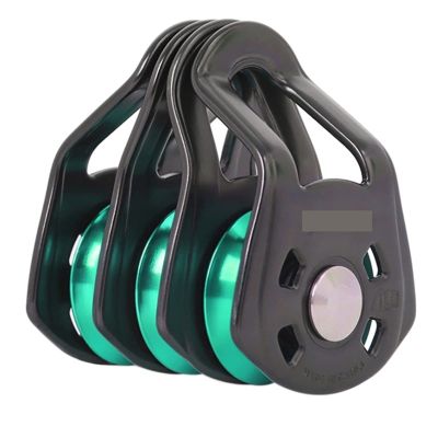 INLIMA Pulley Outdoor Three Pulley Sliding Rope Sling Hoisting Ropeway Transportation Rock Climbing Rescue Pulley Group (Color : Green Gray)