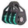 INLIMA Pulley Outdoor Three Pulley Sliding Rope Sling Hoisting Ropeway Transportation Rock Climbing Rescue Pulley Group (Color : Green Gray) view 1