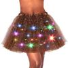 Dmaiy LED Tutu Skirt Women Tutus Skirts Light Up Tutu Layered Sparkly Skirt for Carnival Festival Costume Party Performance (Brown Star) view 1