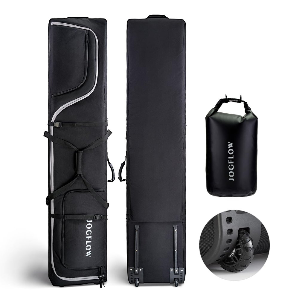 jogflow 360 Ski Bag with Wheels, Waterproof Fabric, Padded, Fits Single or Double Skis, Roller Bag for Air Travel - Up to 175cm