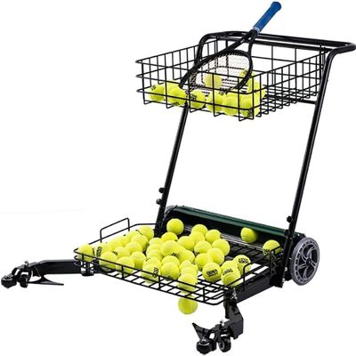 Tennis Ball Collectors & Hoppers, Easy Ball Collection Coaching Trolley, Collects 90 Balls at Time, Holds Up to 290 Tennis Balls, for Various Tennis Courts