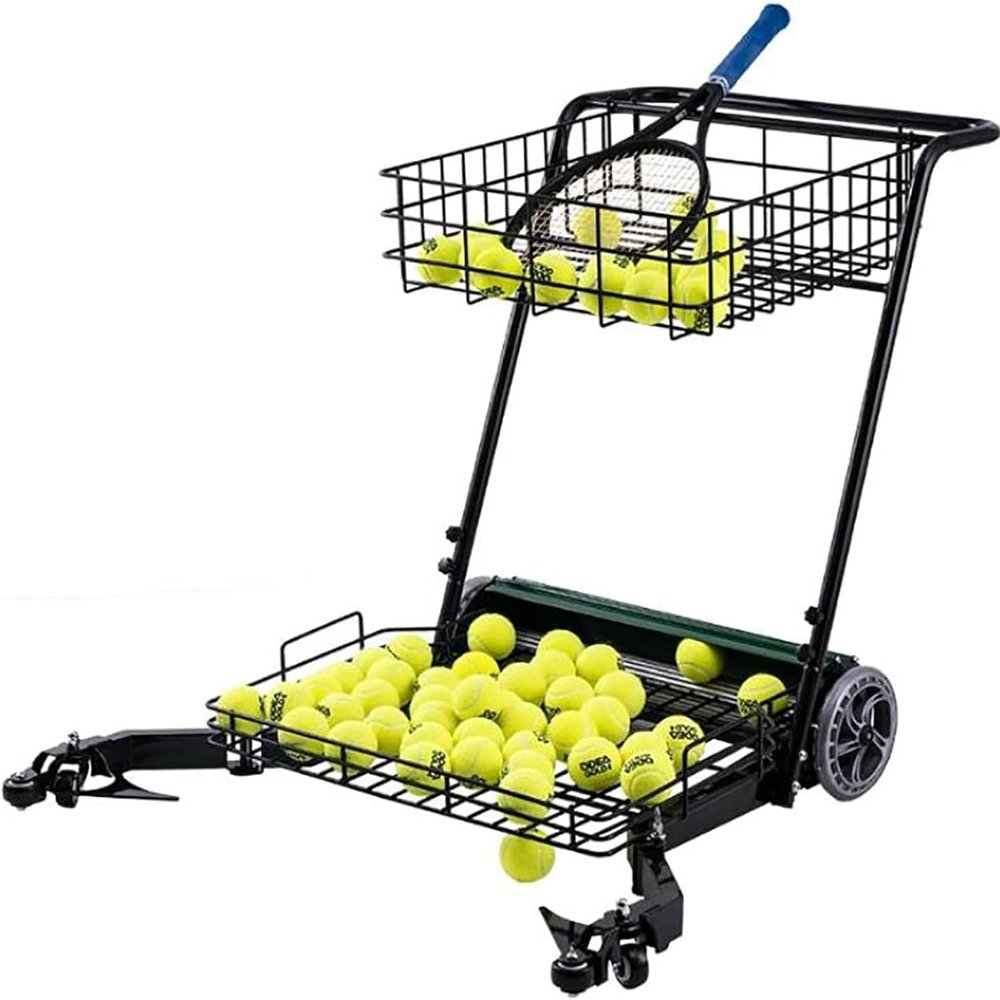 Tennis Ball Collectors & Hoppers, Easy Ball Collection Coaching Trolley, Collects 90 Balls at Time, Holds Up to 290 Tennis Balls, for Various Tennis Courts