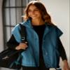 VATEAMI Womens Oversized Fleece Vest Trendy Sleeveless Button Down Fuzzy Sherpa Jacket Winter Warm Outerwear Vest with Pockets (Blue-S) view 3