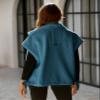 VATEAMI Womens Oversized Fleece Vest Trendy Sleeveless Button Down Fuzzy Sherpa Jacket Winter Warm Outerwear Vest with Pockets (Blue-S) view 4