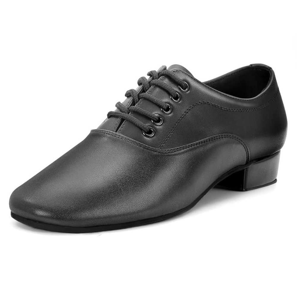 Lalaball Men's Ballroom Dance Shoes, Leather Lace-up Character Shoes for Latin Tango Salsa Waltz, Black, 12.5 M US