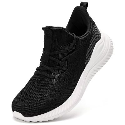 Akk Mens Hand Free Slip On Wide Walking Shoes Memory Foam Runnning Tennis Shoes Lightweight Breathable Casual Sneakers Black/White