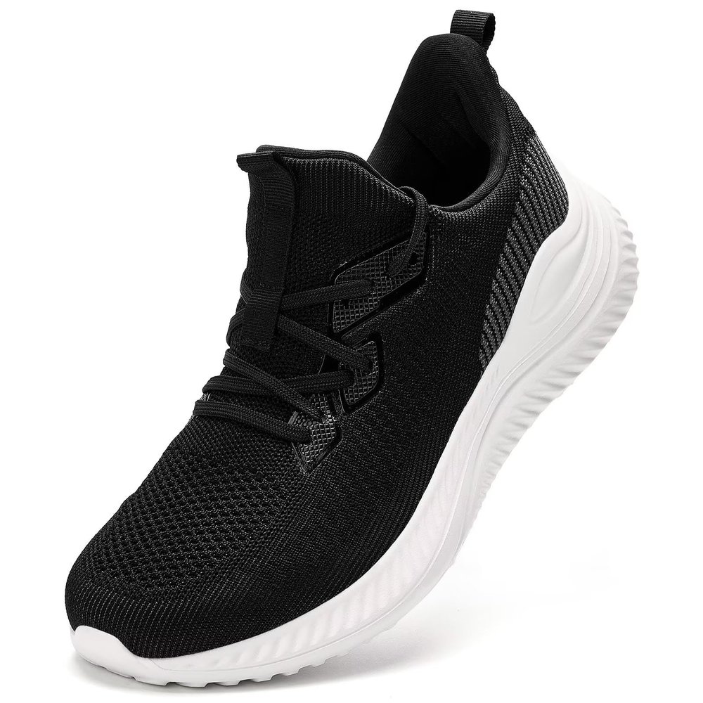 Akk Mens Hand Free Slip On Wide Walking Shoes Memory Foam Runnning Tennis Shoes Lightweight Breathable Casual Sneakers Black/White