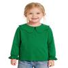 ZFZDRen 12M-12Y Toddler Baby Girls Ruffle Collar Blouse Kids Girl Solid Color T-Shirts Casual Tee Tops (Green Long Tee, 18-24 Months) view 1