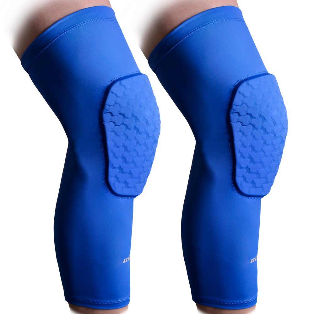 COOLOMG Basketball Knee Pads Compression Leg Sleeves for Volleyball Football Weightlifting Blue L