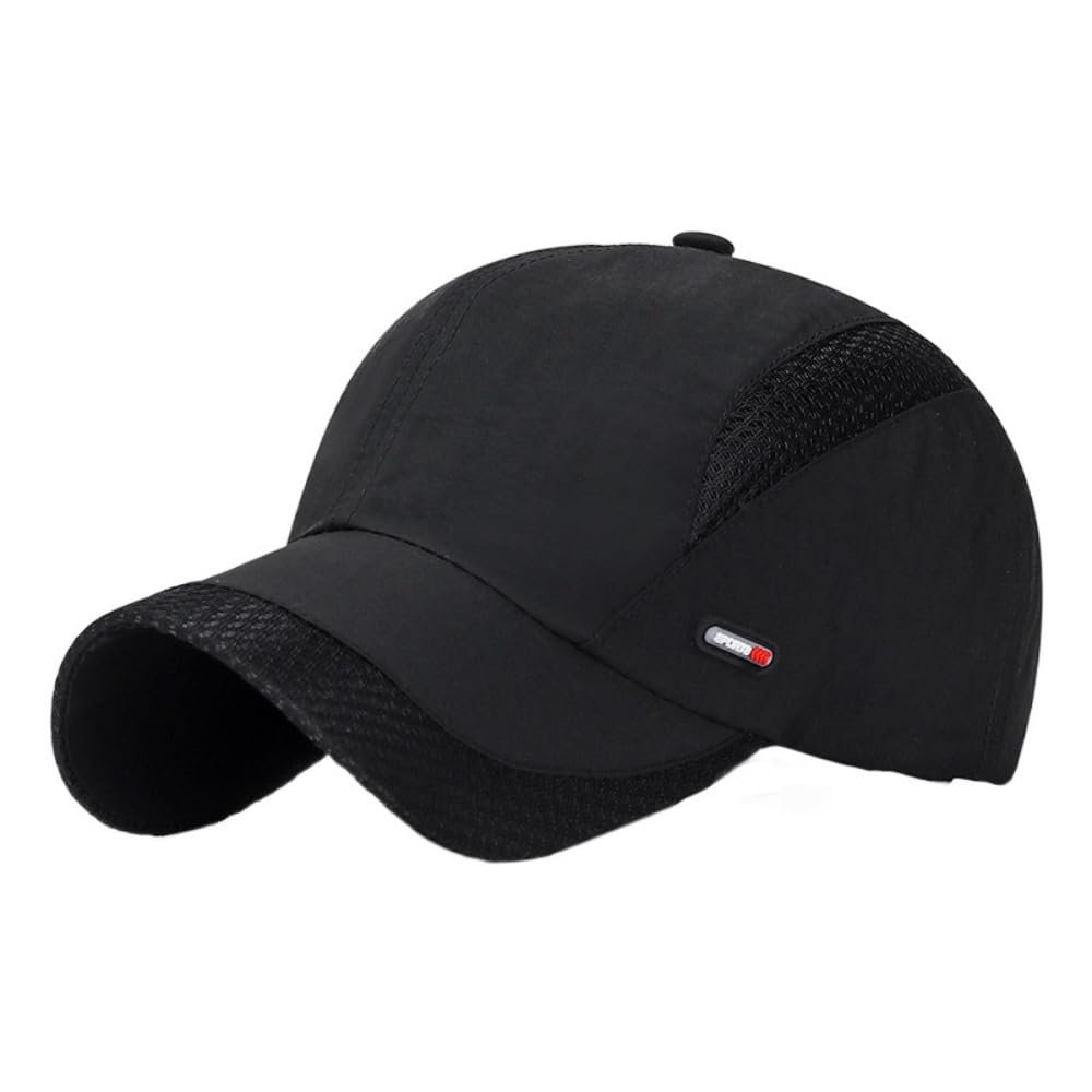 2pcs Outdoor Casual mesh Baseball Thin Breathable Cap Bent Eaves UV Sun hat Korean Version of Quick-Drying hat. (Black)