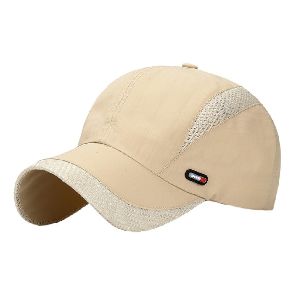 2pcs Outdoor Casual mesh Baseball Thin Breathable Cap Bent Eaves UV Sun hat Korean Version of Quick-Drying hat. (Beige)